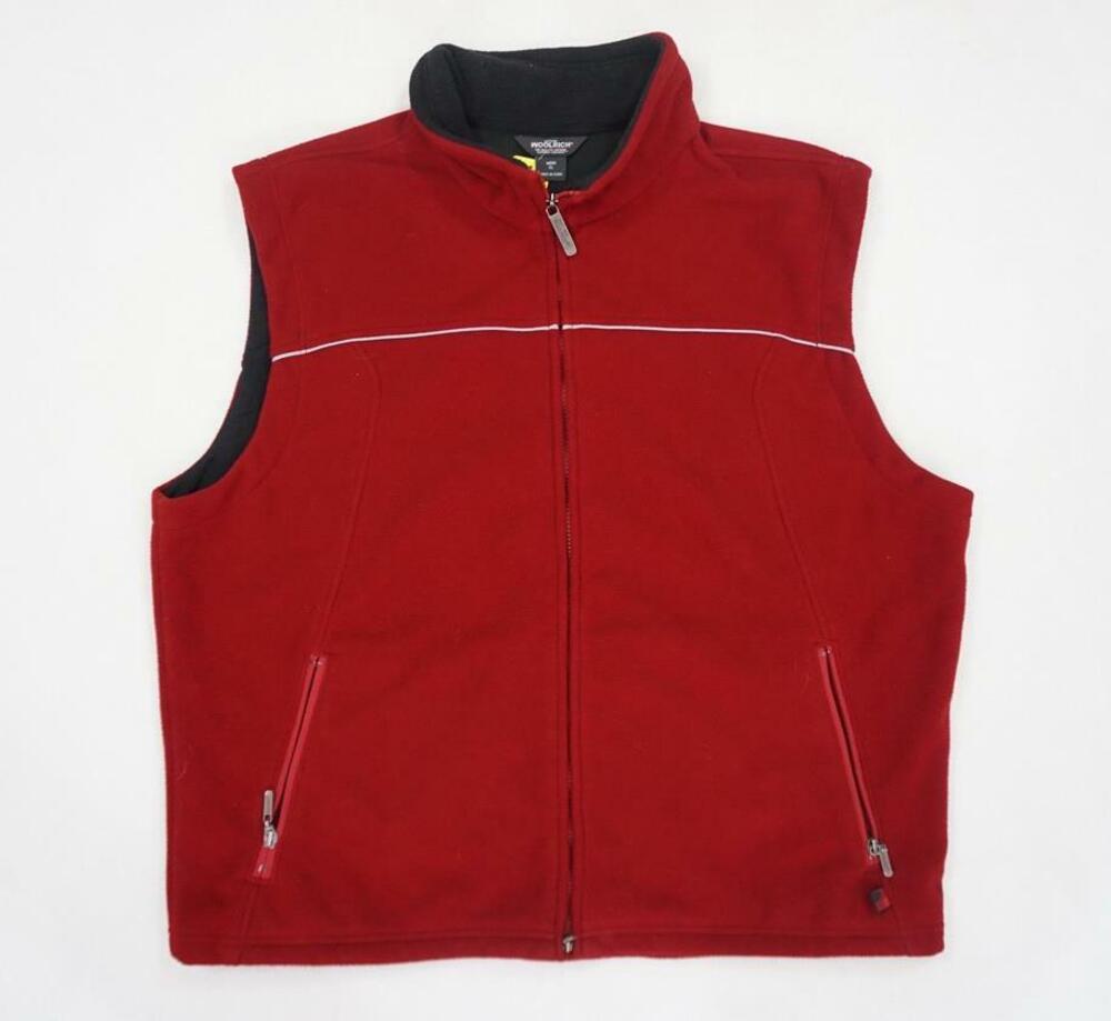 WOOLRICH 17219 RUBY USED MEN XL RED FLEECE VEST/SLEEVELESS JACKET/WINDBREAKER